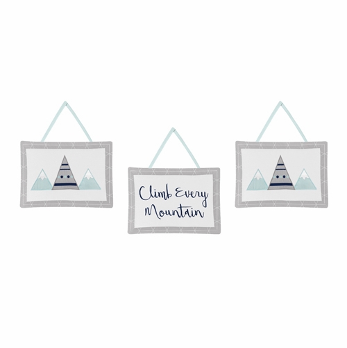 Mountains Grey and Aqua Collection Wall Hangings