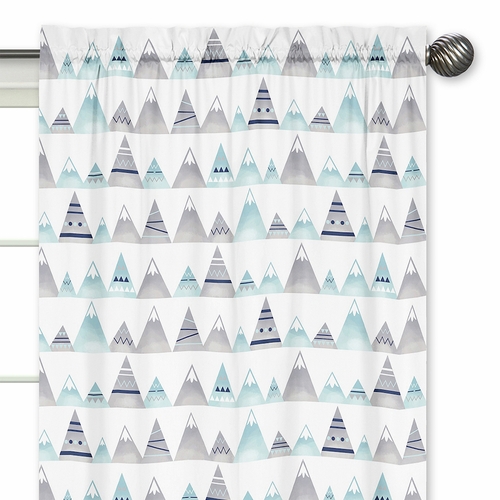 Mountains Grey and Aqua Collection Window Panels - Set of 2 - alt image 2