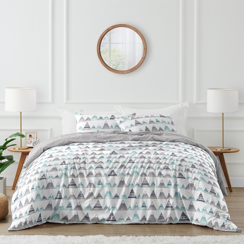 Mountains Grey and Aqua Full/Queen Bedding Collection