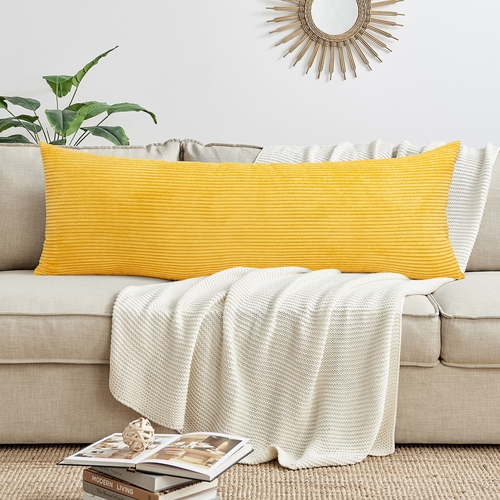 Mustard Yellow Corduroy Collection Full Length Body Pillow Cover - alt image 2