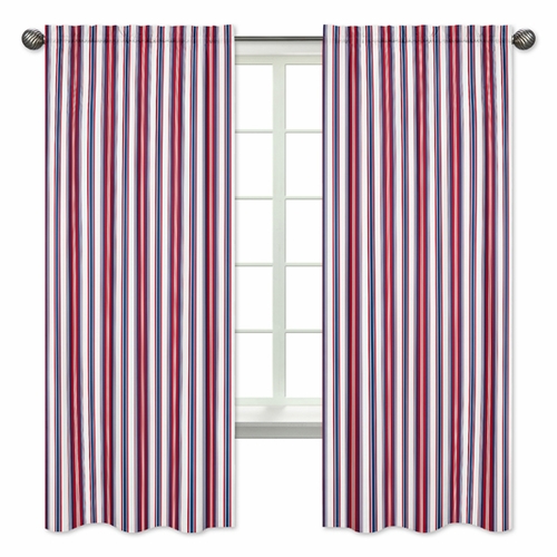 Nautical Nights Collection Stripe Print Window Panels - Set of 2