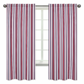 Nautical Nights Collection Stripe Print Window Panels - Set of 2