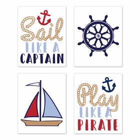 Nautical Nights Collection Wall Art Prints - Set of 4