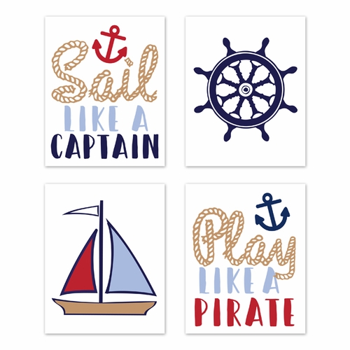 Nautical Nights Collection Wall Art Prints - Set of 4