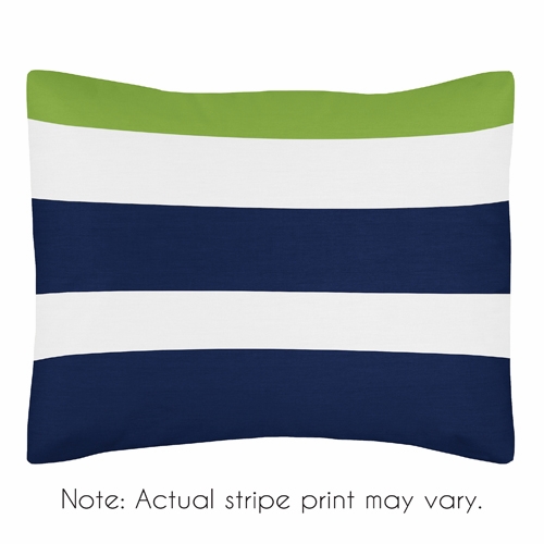 Navy and Lime Stripe 9 Piece Crib Bedding Collection - alt image 2