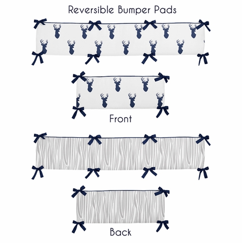 Navy and White Stag 9 Piece Crib Bedding Collection - alt image 2