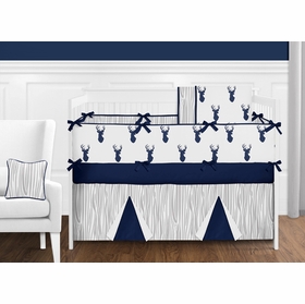 Navy and White Stag 9 Piece Crib Bedding Collection