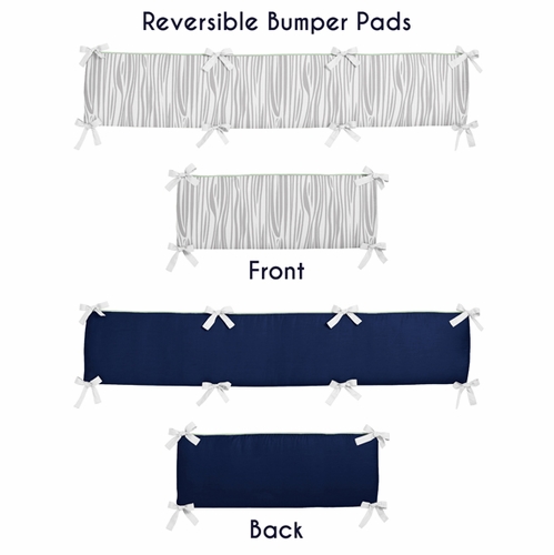 Navy, Mint and Grey Woodsy 9 Piece Crib Bedding Collection - alt image 1