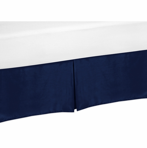 Navy Toddler Bed Skirt for Stripe Navy Blue and Orange Collection