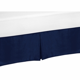 Navy Toddler Bed Skirt for Stripe Navy Blue and Orange Collection