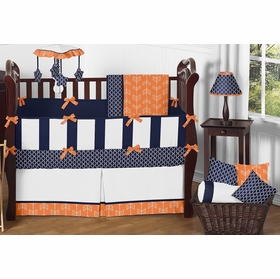 Orange and Navy Arrow 9 Piece Crib Bedding Collection