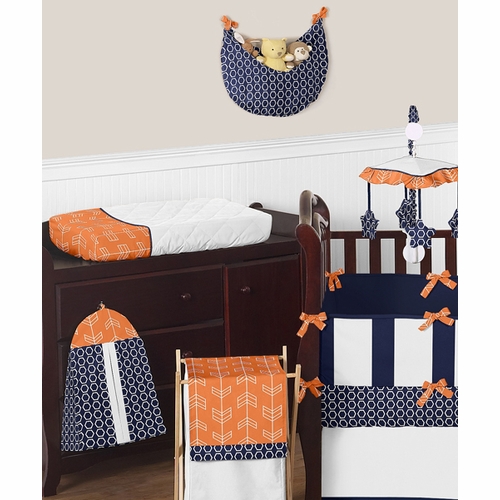 Orange and Navy Arrow 9 Piece Crib Bedding Collection - alt image 3