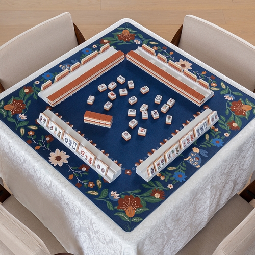 Orange Folk Collection American Mahjong Tile Set (160pc) 1.24in. Layered Acrylic with White Faux Leather Travel Bag - alt image 4