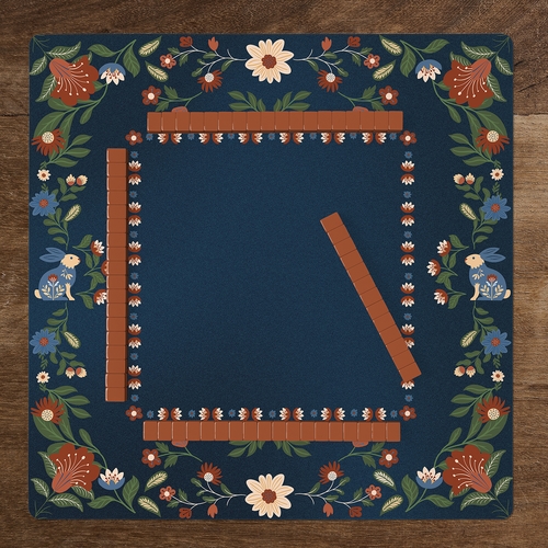 Orange Folk Collection Mahjong Mat for Table - Shipped Rolled - alt image 5