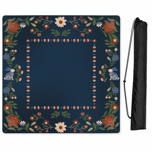 Orange Folk Collection Mahjong Mat for Table - Shipped Rolled