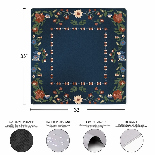 Orange Folk Collection Mahjong Mat for Table - Shipped Rolled - alt image 2