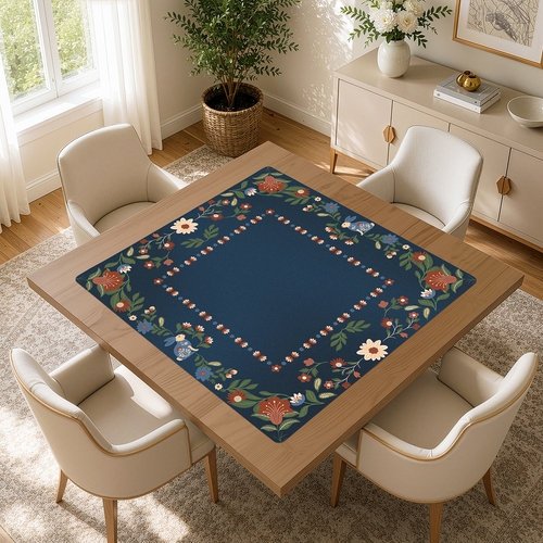 Orange Folk Collection Mahjong Mat for Table - Shipped Rolled - alt image 3