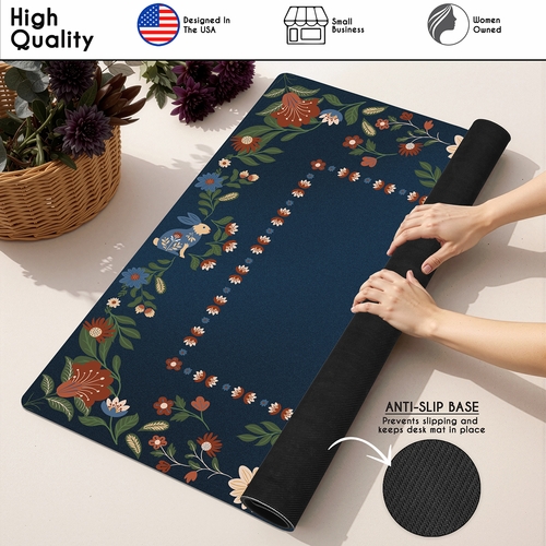 Orange Folk Collection Mahjong Mat for Table - Shipped Rolled - alt image 4