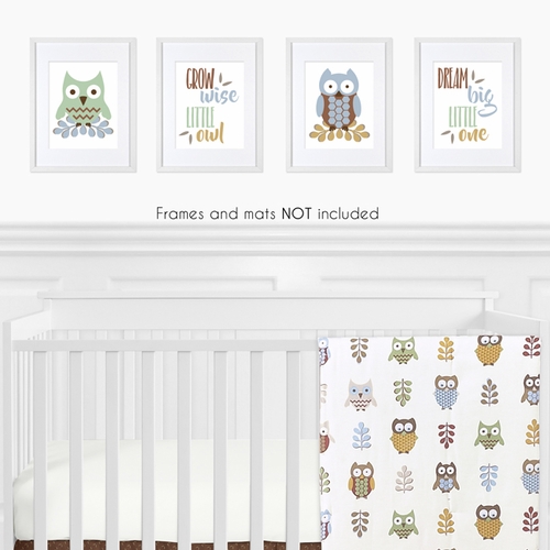 Owl Blue Collection Wall Art Prints - Set of 4 - alt image 1