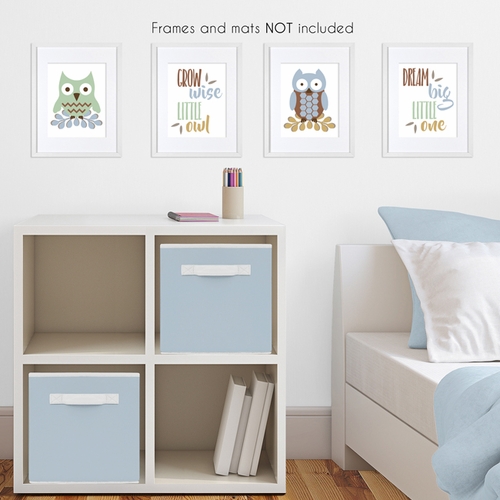 Owl Blue Collection Wall Art Prints - Set of 4 - alt image 2
