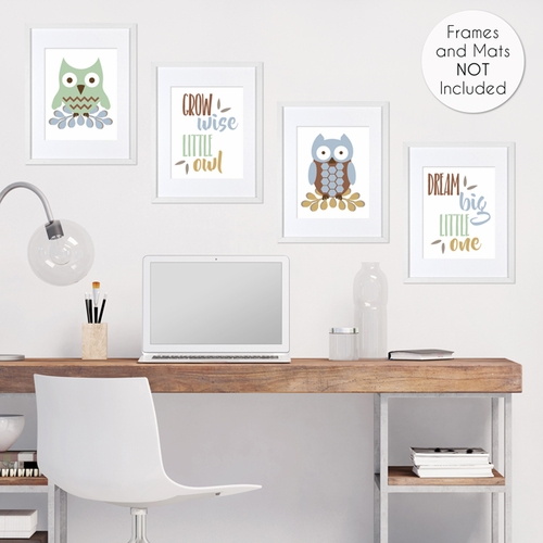 Owl Blue Collection Wall Art Prints - Set of 4 - alt image 3
