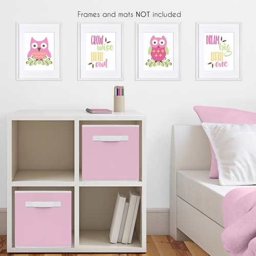 Owl Pink Collection Wall Art Prints - Set of 4 - alt image 2
