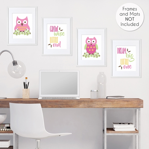 Owl Pink Collection Wall Art Prints - Set of 4 - alt image 3