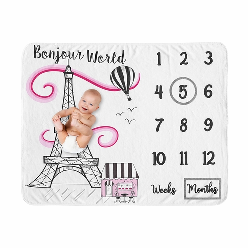 Paris Collection Monthly Milestone Baby Blanket