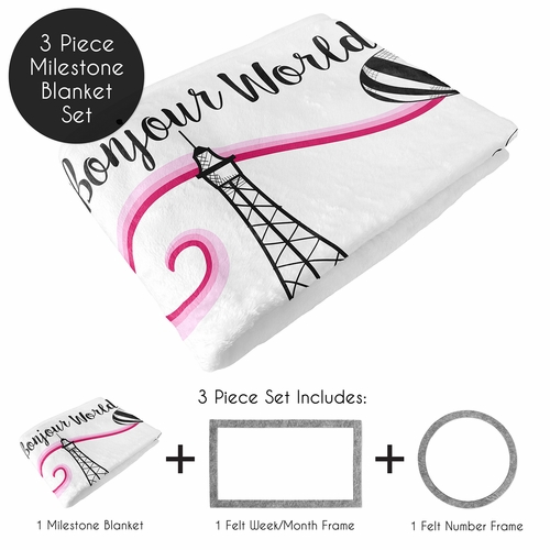 Paris Collection Monthly Milestone Baby Blanket - alt image 1