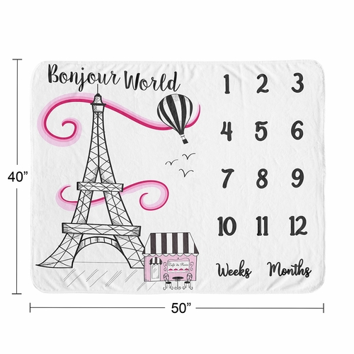 Paris Collection Monthly Milestone Baby Blanket - alt image 3