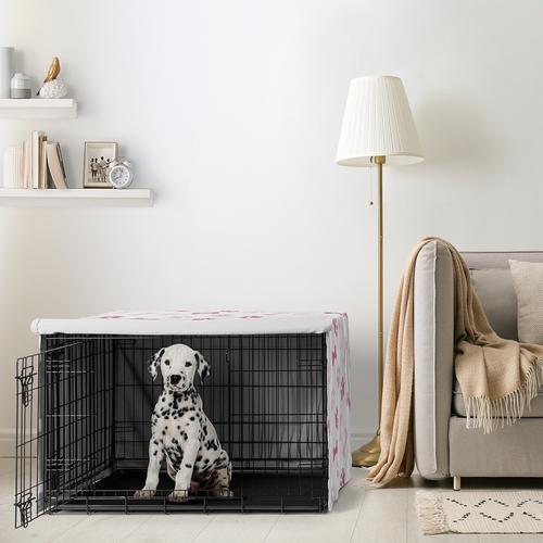 Paw and Bone Blush Pink Collection Dog Crate Kennel Cover 36in. - alt image 1