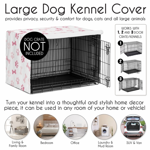 Paw and Bone Blush Pink Collection Dog Crate Kennel Cover 48in. - alt image 3