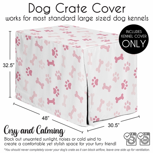 Paw and Bone Blush Pink Collection Dog Crate Kennel Cover 48in. - alt image 4