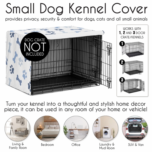Paw and Bone Navy Blue Collection Dog Crate Kennel Cover 24in. - alt image 3
