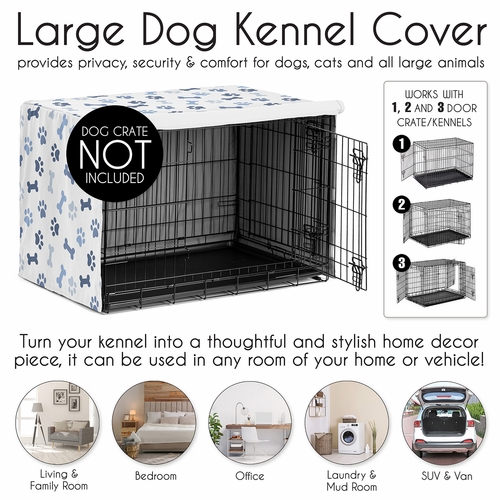 Paw and Bone Navy Blue Collection Dog Crate Kennel Cover 42in. - alt image 3