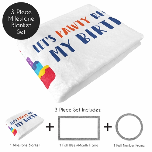 Pawty Party Collection Dog Birthday Milestone Blanket - alt image 1