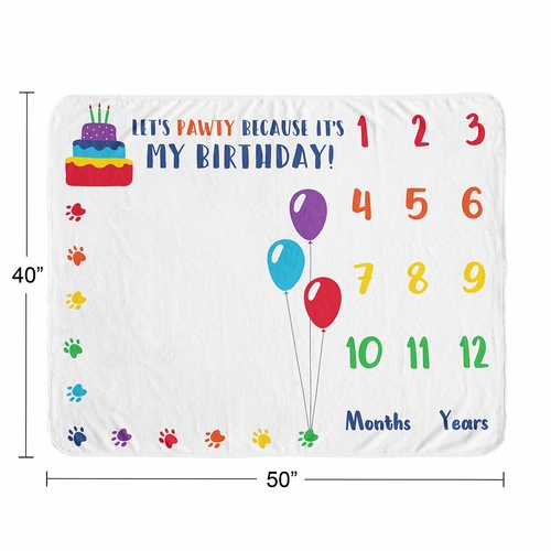 Pawty Party Collection Dog Birthday Milestone Blanket - alt image 3