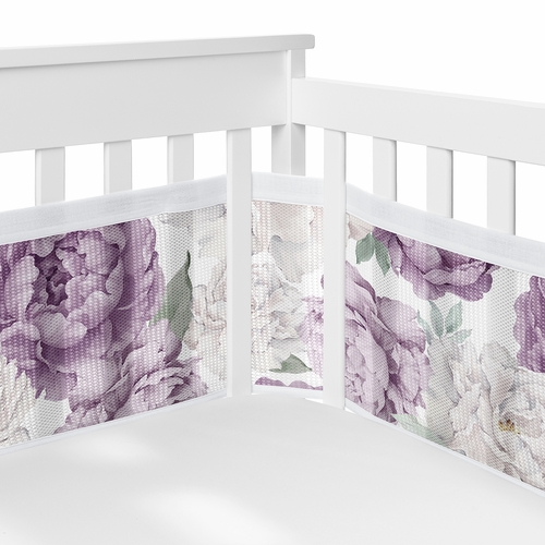 Peony Floral Garden Collection Sweet Jojo Designs 6 Piece Crib Bedding + BreathableBaby Breathable Mesh Liner - alt image 2
