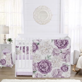 Peony Floral Garden Collection Sweet Jojo Designs 6 Piece Crib Bedding + BreathableBaby Breathable Mesh Liner Pad
