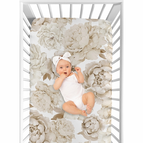 Peony Floral Garden Lavender Purple and Ivory Collection 3 Pack Crib Sheets - alt image 3