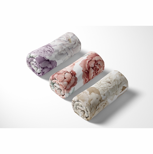 Peony Floral Garden Lavender Purple and Ivory Collection 3 Pack Crib Sheets - alt image 4