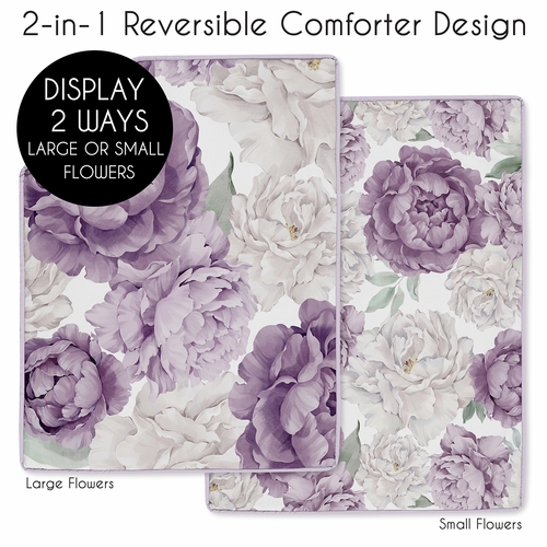 Peony Floral Garden Lavender Purple and Ivory Collection 4 Piece Crib Bedding - alt image 1