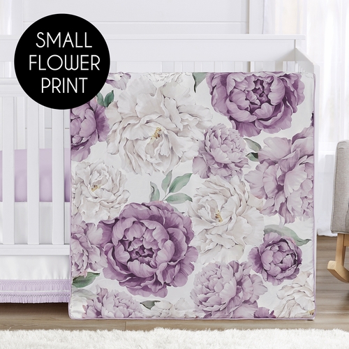 Peony Floral Garden Lavender Purple and Ivory Collection 4 Piece Crib Bedding - alt image 3