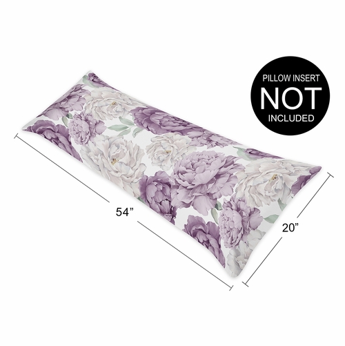 Peony Floral Garden Lavender Purple and Ivory Collection Body Pillow Cover Case - alt image 5