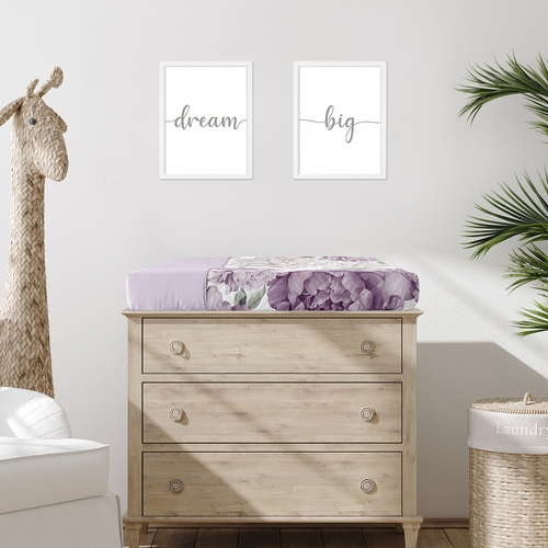 Peony Floral Garden Lavender Purple and Ivory Collection Changing Pad Cover - alt image 1