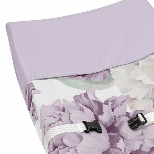 Peony Floral Garden Lavender Purple and Ivory Collection Changing Pad Cover - alt image 3