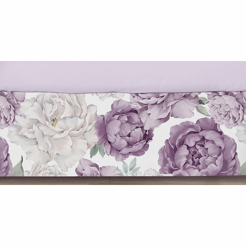 Peony Floral Garden Lavender Purple and Ivory Collection Crib Bed Skirt