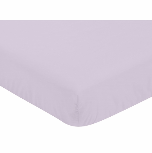 Peony Floral Garden Lavender Purple and Ivory Collection Crib Sheet - Solid Lavender Purple - alt image 2