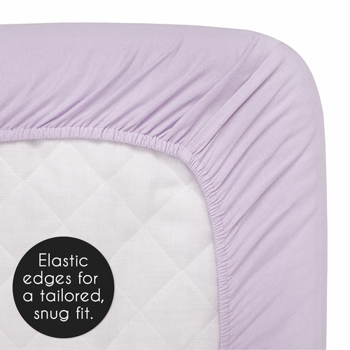 Peony Floral Garden Lavender Purple and Ivory Collection Crib Sheet - Solid Lavender Purple - alt image 4
