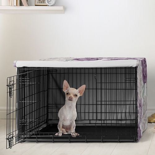 Peony Floral Garden Lavender Purple and Ivory Collection Dog Crate Kennel Cover 24in. - alt image 1
